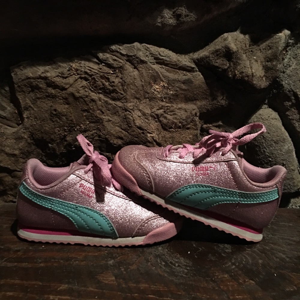 PUMA little girls glitter pink sneakers